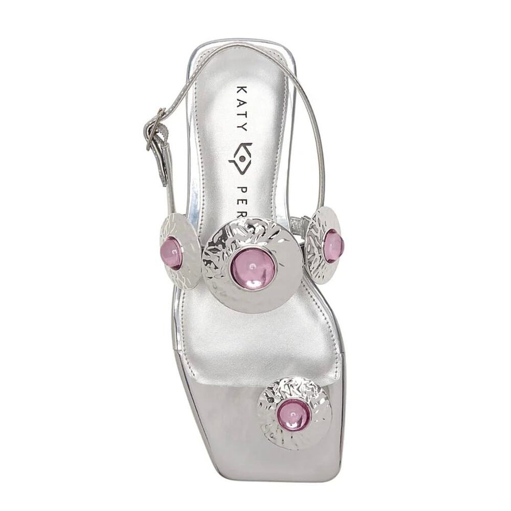 Katie Perry The Camie Stone Sandals Silver Size 9.5 NWB Bejeweled